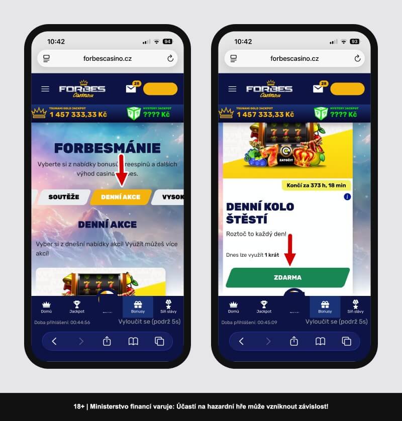Forbes Denní kolo štěstí – nabídka v&nbsp;sekci Bonusy