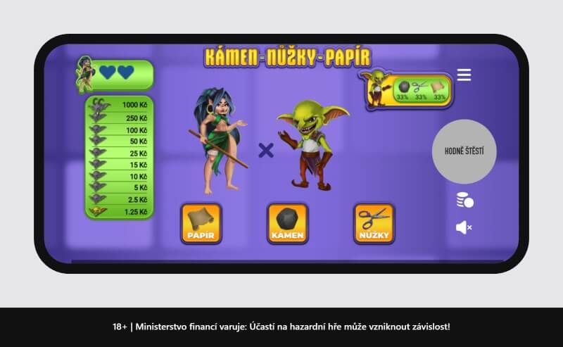 Kámen nůžky papír Kingsbet instant hra
