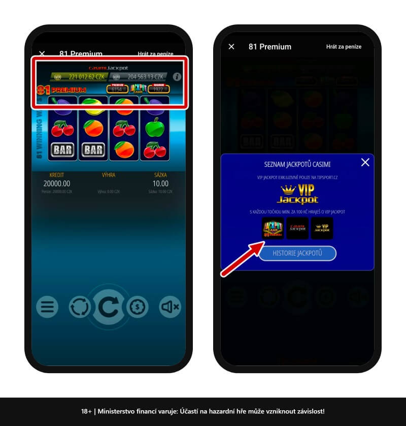 Casimi automaty disponují několika typy jackpotů