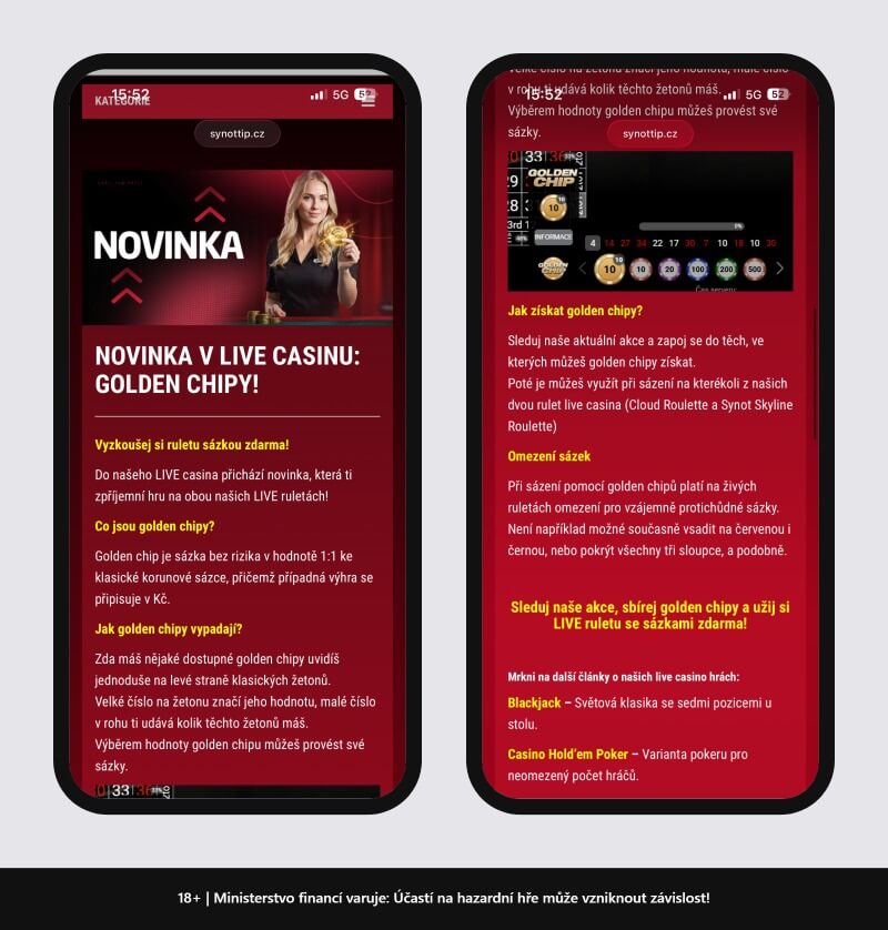 Golden chipy v&nbsp;live casinu u&nbsp;SYNOT TIPu